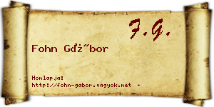 Fohn Gábor névjegykártya