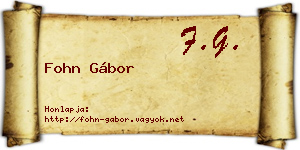 Fohn Gábor névjegykártya